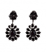 Stash away your studs and go for drama with R.J.Grazianos crystal drop earrings, perfect for giving your look a glamorous modern edge - Blackened frames with prong set black crystals - Wear with swept up hair as a finishing touch to cocktail dresses