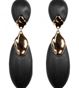 These glamorous earrings are an ultra-chic addition to any outfit - Dramatic teardrop-shaped black Lucite with gold-plated touches, clip-on style - Style with elevated basics for day or with cocktail-ready attire for evening - Made by famous jewelry genius and celeb favorite Alexis Bittar