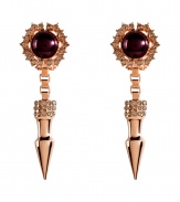 Give your look a polish of hard-edge glamour with Mawis statement spike earrings - Crystal surrounded Bordeaux-colored costume pearl, rose gold-plated brass - For pierced ears - Wear with everything from jeans and tees to cocktail frocks with swept-up hair