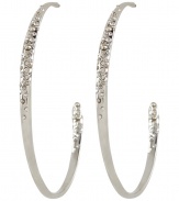 Add a stylish accent to any look with these crystal-embellished hoop earrings from modern jewelry master Alexis Bittar - Silver-tone hoops with crystal embellishment - Pair with a figure-hugging cocktail frock and heels or a boho-chic off-duty ensemble