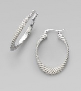 This sterling silver design features a pebbly finish. Sterling silver Drop, about 1¼ Post back Imported 