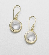 From the Lollipop Collection. Faceted clear quartz drops catch and reflect the light brilliantly within settings of 18k yellow gold. Clear quartz 18k yellow gold Drop, about 1 Diameter, about ½ Ear wire Imported