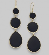 From the Rock Candy Collection. Black onyx in a round, octagonal and teardrop design with 18K yellow gold trim.Onyx 18K yellow gold Length, about 2¾ Width, about ¾ Ear wires Imported 