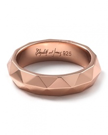 A punched-up play on shapes, Elizabeth and James' angular rose gold ring adds an enviable edge. Channel an off-duty model and wear it with tough-chic separates.