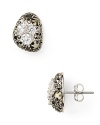 Shape meets sparkle. Accessorize your way to cool with this pair of crystal-decked button earrings from Aqua.