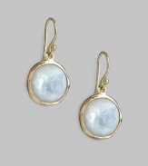 From the Lollipop Collection. Lustrous mother-of-pearl drops, richly faceted and gracefully set in 18k yellow gold. Mother-of-pearl 18k yellow gold Drop, about 1 Diameter, about ½ Ear wire Imported