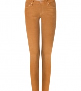 Set the style bar for casual cool looks with Mothers caramel thin wale cords, perfect for pairing with cozy knits and favorite boots - Classic five-pocket style, button closure, belt loops - Style with chunky oversized pullovers and edgy suede ankle boots