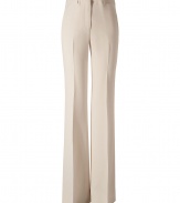 Luxurious pants in fine viscose blend - in fashionable cream - new wide leg silhouette with pleats - looks ladylike, respectable, but modern and crazy stylish at the same time - sits high at the waist - a dream basic in luxurious, really pleasant material - for many occasions from the office to art exhibit previews - best worn with slim pieces that can be tucked in - a MUST: high shoes - wear with a blazer or trench coat