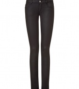 Heed the call of the wild with McQ Alexander McQueens slick, wolf-embroidered black cotton pants - Sexy, low rise slim cut, with belt loops, zip fly and button closure - Back pockets sit slightly lower, lifting and flattering the rear - Pair with a crisp white button down, a cardigan and t-shirt or a boxy silk top