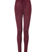 Bring high style to your casual look with these sparkling lurex harem pants from Schumacher - Drawstring waist, harem silhouette, on-seam pockets, skinny leg, bunched ankle detail - Pair with an oversized pullover and platform heels