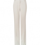Ultra-chic, these straight leg pants from Etro will inject of-the-moment style into any ensemble - Flat front, belt loops, off-seam pockets, back welt pockets, straight leg with creasing - Wear with a billowy printed blouse, platform sandals, and an oversized tote