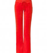Off-duty looks get an effortless cool edge with Juicy Coutures bootcut velour lounge pants - Drawstring waistline, flared leg, sits low on the hips - Style with a tee and cozy pullover, or for a sportier look, with a matching hoodie and flats