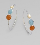 From the Scultura Collection. An elegant design with milky aquamarine, mother-of-pearl and peach moonstone set in sterling silver. Milky aquamarine, mother-of-pearl and peach moonstoneSterling silverLength, about 2.36Post backImported 