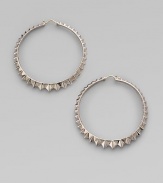 A classic hoop design in sterling silver, distinguished by a faceted zigzag pattern all around. Sterling silver Diameter, about 2½ Pierced Imported