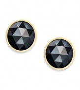 Circular chic. These stud earrings feature rose-cut black diamonds (2 ct. t.w.) for a look that's truly elegant. Set in 14k gold. Approximate diameter: 6 mm.