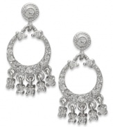Truly radiant. B. Brilliant's small chandelier earrings are crafted from sterling silver with cubic zirconias (3/4 ct. t.w.) adding a nearly unmatched luster. Approximate drop: 3/4 inch. Approximate width: 3/8 inch.