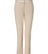 Inject your daytime look with classic chic with these sophisticated pants from Paul Smith - Flat front, contrasting stripe at waistband, belt loops, off-seam pockets, back welt pockets with button, back V-cut-out cropped silhouette - Pair with a feminine blouse, a fitted blazer, and classic pumps