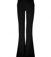 Stylish pants in a linen-viscose blend - Flattering fit from a hint of stretch - Modern feminine silhouette is narrow at the top and flares wide at the legs - Tab waist with belt loops and slim, side pockets - Pair with blouses, tunics or tanks, and heels