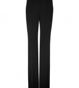 Your workweek style just got more chic with these straight leg pants from Hugo - Flat front, belt loops, off-seam pockets, single back welt pocket, straight leg with crease detail, slim fit - Style with a fitted blouse, a blazer, and classic pumps
