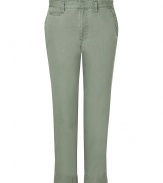 Stylish pants in fine olive cotton - sligtly washed used optic - fashionable slim chino cut with flat front - hip 7/8 length with turn-up - favorite pants for every day, a great alternative for jeans - a hit with a white blouse or cashmere top and ballet flats or pumps