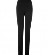 Luxurious black double-face wool tuxedo pants - These sophisticated pants are classically stylish - Pair with a blouse, layered necklaces, and sky-high heels - For high-low chic style with a t-shirt, a blazer, and pumps