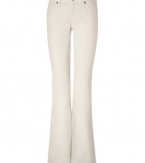 Stylish ivory flared corduroy pants from Theory -Clean and crisp, these flattering corduroys have a classic look and a modern fit - Classic five-pocket styling, flared silhouette, slim cut - Style with a billowy blouse, military-inspired blazer, and wooded platform heels