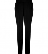 Stylish black classic straight leg pants from Ralph Lauren - Modern sophistication comes easily in these must-have pants - Feminine, slim silhouette, on-trend pleats at waist, narrow leg - Wear with a tailored white shirt, tweed jacket, and stiletto pumps