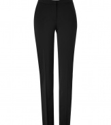 Your workweek just got more chic with these classic straight leg pants from Paul Smith - Flat front, welt pockets, tuxedo-inspired side stripe, single back went pocket, notched back waist, straight leg, slim fit - Wear with a sheer blouse, a bold shoulder blazer, and pumps