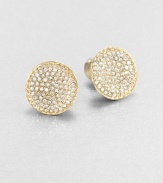 From the Brilliance Collection. A simple design with lots of shimmer, these dazzling discs are slightly concave to highlight their faceted glass radiance.GlassGoldtoneDiameter, about .5Post backImported
