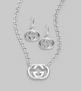 EXCLUSIVELY AT SAKS. From the Silver Britt Collection. Iconic interlocking G design in polished sterling silver.Sterling silver Necklace length, about 17 ½ Pendant width, about ¾ Earring length, about 1 Lobster clasp closure Ear wires Made in Italy 