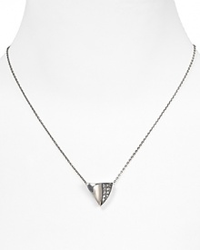 Elizabeth and James' striking sterling silver thorn pendant will stamp every look with an edge. Adorned with white sapphire stones, this piece epitomizes understated cool. Elizabeth and James' striking sterling silver thorn pendant will stamp every look with an edge. Adorned with white sapphire stones, this piece epitomizes understated cool.