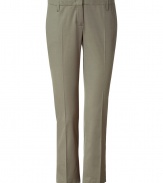 Achieve refined style in these classic cropped trousers from Schumacher - Flat front, belt loops, off-seam pockets, back welt pockets, front seam detail, cropped silhouette - Pair with a blouse, a blazer, and embellished ballet flats