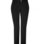 Classic and trend-right style merge with these sophisticated cropped trousers from Mulberry - Flat front with buckle detail, on-seam pockets, back welt pockets, slim fit, cropped - Style with a sheer silk blouse, boyfriend blazer, and platform pumps