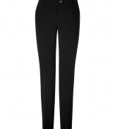 With a flattering fit, these classic straight leg pants from Moschino Cheap & Chic are a wardrobe must-have - Flat front with button tab, belt loops, off-seam pockets, back welt pockets with buttons, slim fit, straight leg - Pair with a tie neck blouse, a bold-shoulder blazer, and platform pumps