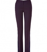 Your workweek just got more chic with these classic straight leg pants from Paul Smith - Flat front, welt pockets, tuxedo-inspired side stripe, single back went pocket, notched back waist, straight leg, slim fit - Wear with a sheer blouse, a bold shoulder blazer, and pumps