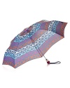 An colorfully printed umbrella with a sunny outlook.