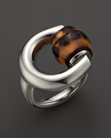 Elegant, striking and simple, this sterling silver horsebit ring features a bamboo bead. By Gucci.