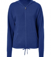 Lend a luxe look to your casual cool staples with Closeds ultra soft cashmere hoodie - Hooded, long sleeves, zippered front, drawstring waistline, fine ribbed trim - Classic slim fit - Wear with favorite skinnies, a tissue tee and flats