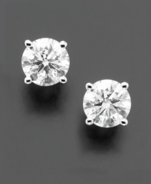 Make a standout statement in these shiny-bright sparklers. A timeless design highlights round-cut diamonds (3/4 ct. t.w.) in a 14k white gold prong setting. Approximate diameter: 4-1/2 mm. Make a standout statement in these shiny-bright sparklers. A timeless design highlights round-cut diamonds (3/4 ct. t.w.) in a 14k white gold prong setting. Approximate diameter: 4-1/2 mm.