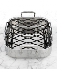 Master mealtime. The durable and dependable tri-ply construction provides even & consistent heating, while the deep design holds large ingredients and flavor-enriching stock. Use the convenient roasting rack to elevate your turkey, roast or veggies above the juices for even browning and irresistible results. Limited lifetime warranty. Master mealtime. The durable and dependable tri-ply construction provides even & consistent heating, while the deep design holds large ingredients and flavor-enriching stock. Use the convenient roasting rack to elevate your turkey, roast or veggies above the juices for even browning and irresistible results. Limited lifetime warranty.