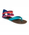 Crazy about color blocking. Material Girl's Rage flat thong sandals feature brightly colored straps that are right on-trend.