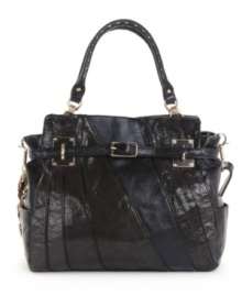 The perfect style for the fashionista on-the-go. Featuring polished goldtone hardware and an elegant belt strap at front, this Elliott Lucca design easily takes you from day to night. The perfect style for the fashionista on-the-go. Featuring polished goldtone hardware and an elegant belt strap at front, this Elliott Lucca design easily takes you from day to night.