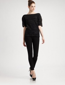 Sleek essentials in a knit with substance, detailed with a bold zipper at the back.Elasticized waistbandBack zip closeYoke with seamed detailSkinny legging fitBack ankle zippersInseam, about 27Viscose/nylon/elastaneDry cleanImportedSIZE & FITModel shown is 5'9 (175cm) wearing US size 4. Sleek essentials in a knit with substance, detailed with a bold zipper at the back.Elasticized waistbandBack zip closeYoke with seamed detailSkinny legging fitBack ankle zippersInseam, about 27Viscose/nylon/elastaneDry cleanImportedSIZE & FITModel shown is 5'9 (175cm) wearing US size 4.