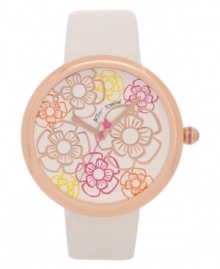 Catch the bouquet! This sweet floral-printed watch from Betsey Johnson adds a touch of fancy to your casual days.