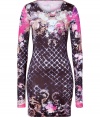 Ultra feminine and equally sultry, Balmains screen-printed dress is a c choice for a stunning cocktail hour debut - Rounded neckline, extra long sleeves, back seam, pull-over style - Form-fitting - Team with flawless pumps and a metallic box clutch