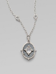 From the Oasis Collection. A gorgeous design of textured sterling silver punctuated by oval-shaped hematite, luminous white sapphires, and crystal, suspended from a delicate chain.Hematite, white sapphire, crystalSterling silver Lobster claspPendant length, about 1¼Chain length, about 17 Imported From the Oasis Collection. A gorgeous design of textured sterling silver punctuated by oval-shaped hematite, luminous white sapphires, and crystal, suspended from a delicate chain.Hematite, white sapphire, crystalSterling silver Lobster claspPendant length, about 1¼Chain length, about 17 Imported
