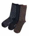 Walk on the wild side. Hot Sox gives you options with this 3-pack of animal print and plain trouser socks.