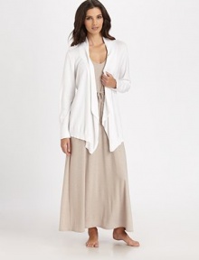 Wrap yourself in this must-have layering piece, featuring soft, breathable fabric in an asymmetrical silhouette. Open frontLong sleeves with ribbed cuffsAsymmetrical hemAbout 26 from shoulder to hem60% viscose/40% cottonDry cleanImported Wrap yourself in this must-have layering piece, featuring soft, breathable fabric in an asymmetrical silhouette. Open frontLong sleeves with ribbed cuffsAsymmetrical hemAbout 26 from shoulder to hem60% viscose/40% cottonDry cleanImported
