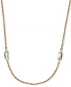 This golden necklace from Michael Kors adds the right touch of shine with clear, channel-set glass accent stations. Crafted in gold tone brass. Approximate length: 44 inches.