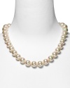 Majorica 14mm round white pearl necklace, 20 strand. Organic man made pearl necklace from Mallorca, Spain. Goldtone and pearl slide lock closure. Approximately 20 in length.